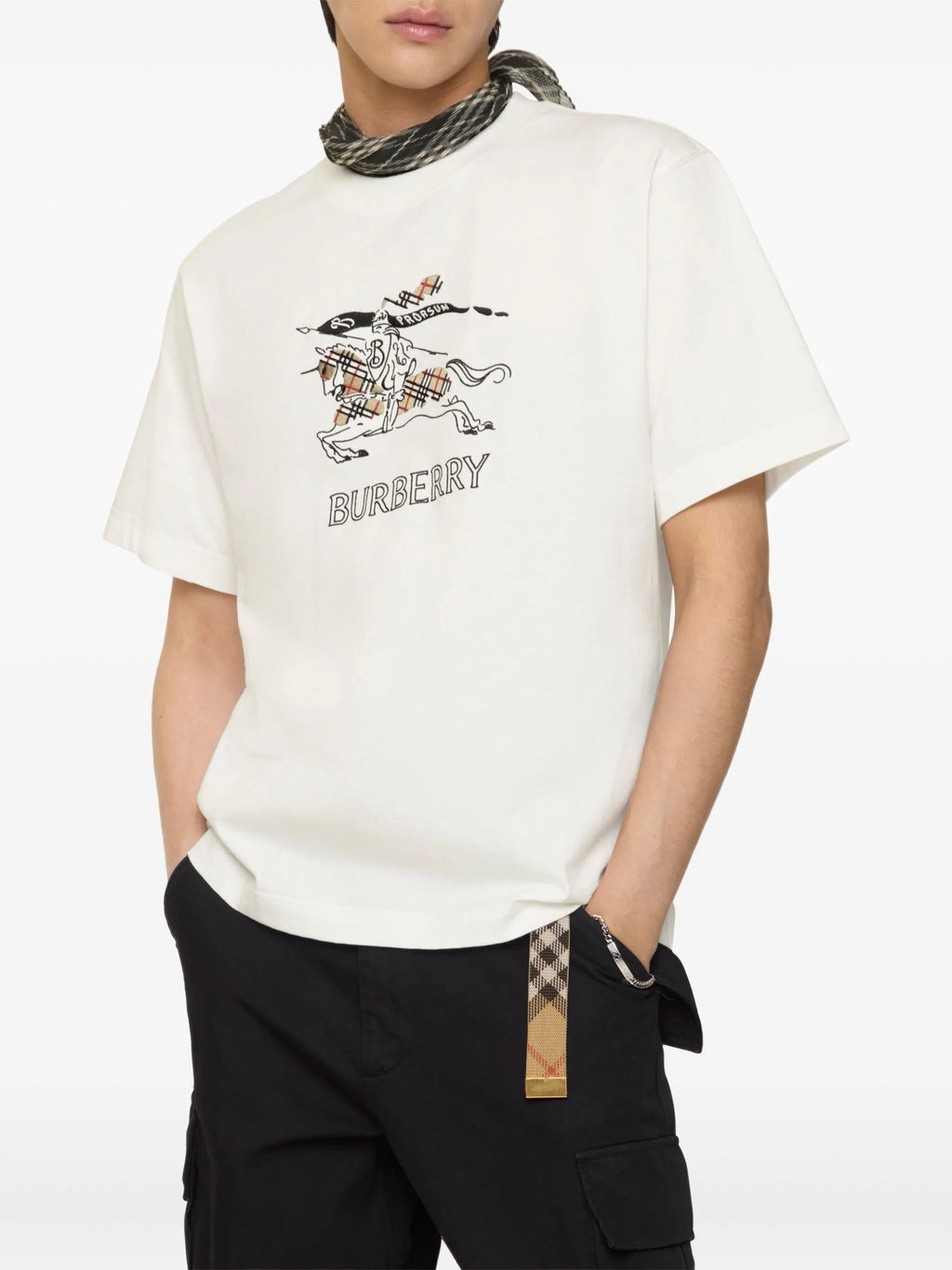 BURBERRY EKD Sketch Cotton T-shirt Chalk White