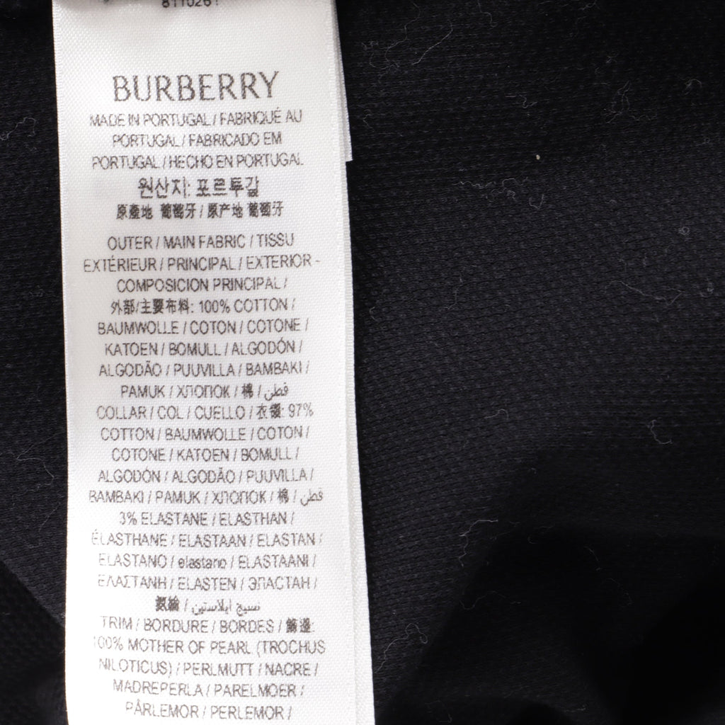 Burberry Logo-Embroidered Polo Shirt in Black Cotton