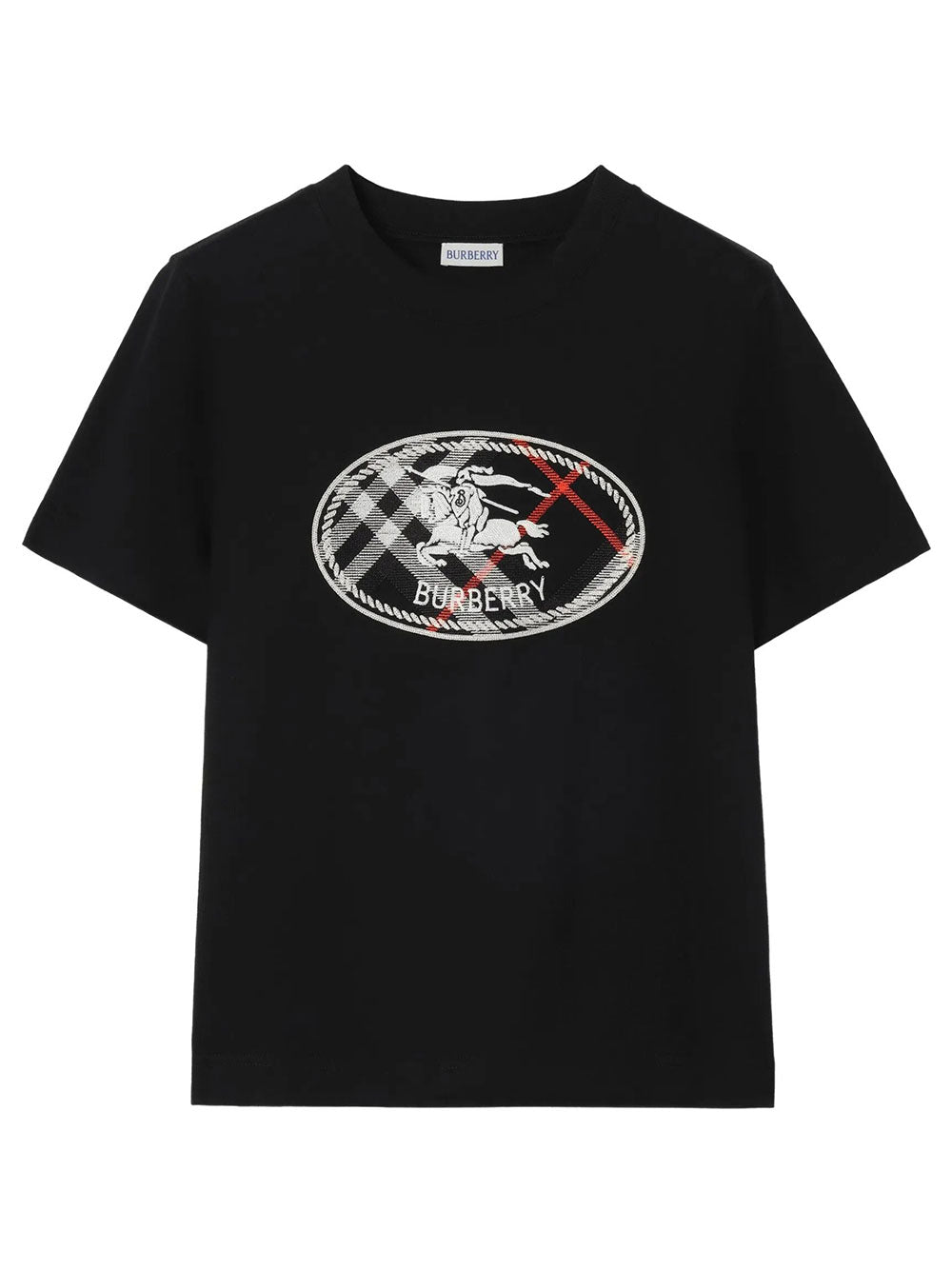 Burberry Women Check Knight Stamp Cotton T-Shirt