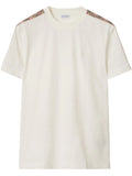 BURBERRY Check Trim Cotton T-shirt Chalk White