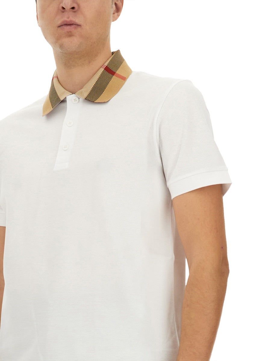 Slim Fit Check Collar Cotton Polo Shirt