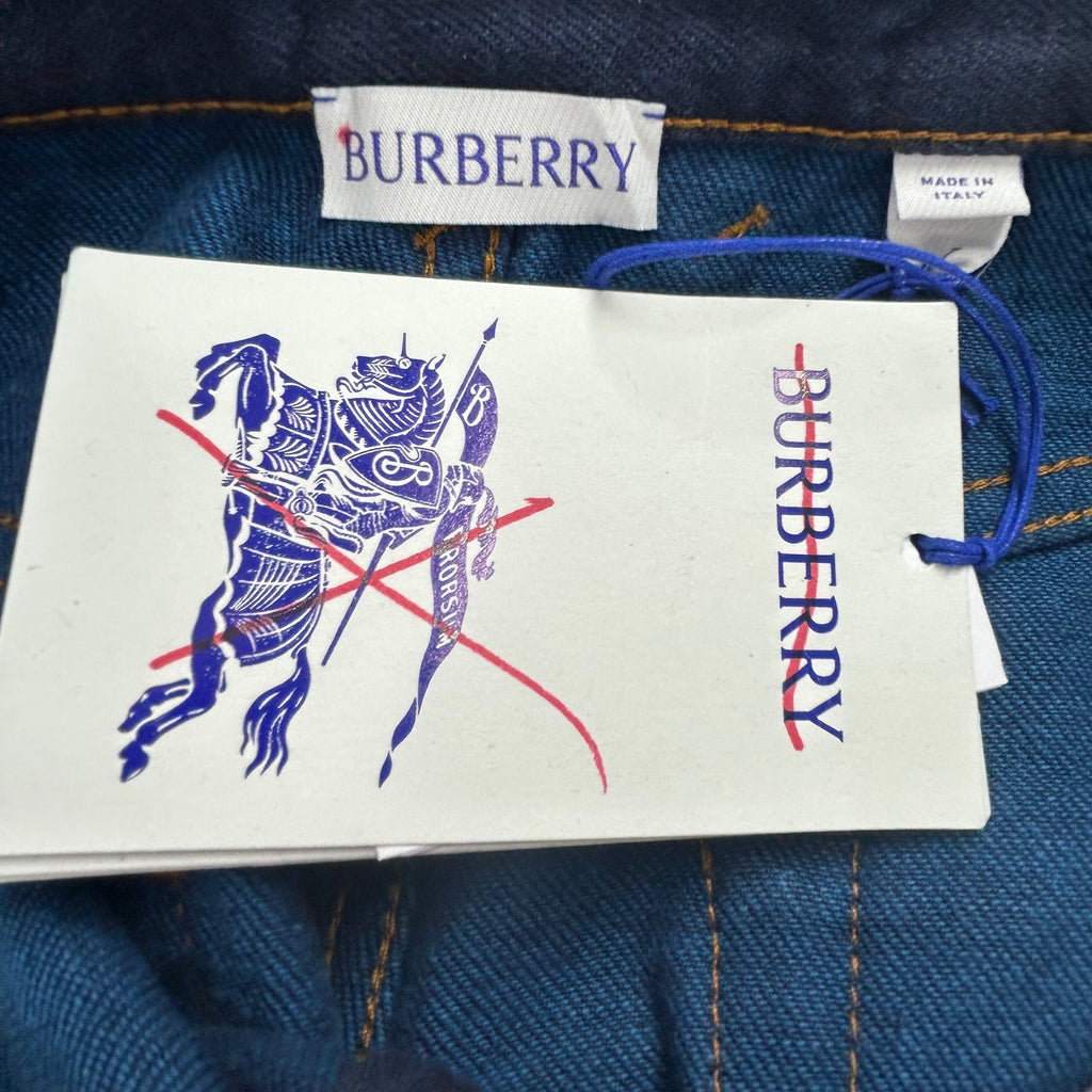 BURBERRY LONDON/Straight Pants/27/Denim/BLU/LOGO PATCH DENIM ROSE