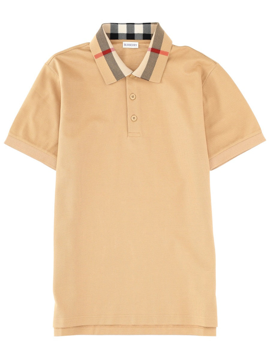 Neutrals Check Patterned Collar Polo Shirt
