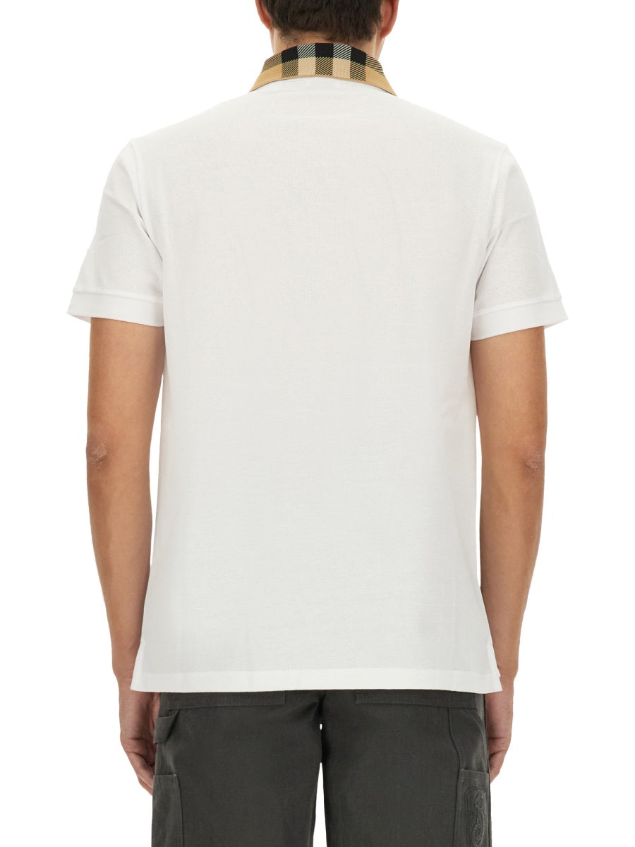 Slim Fit Check Collar Cotton Polo Shirt