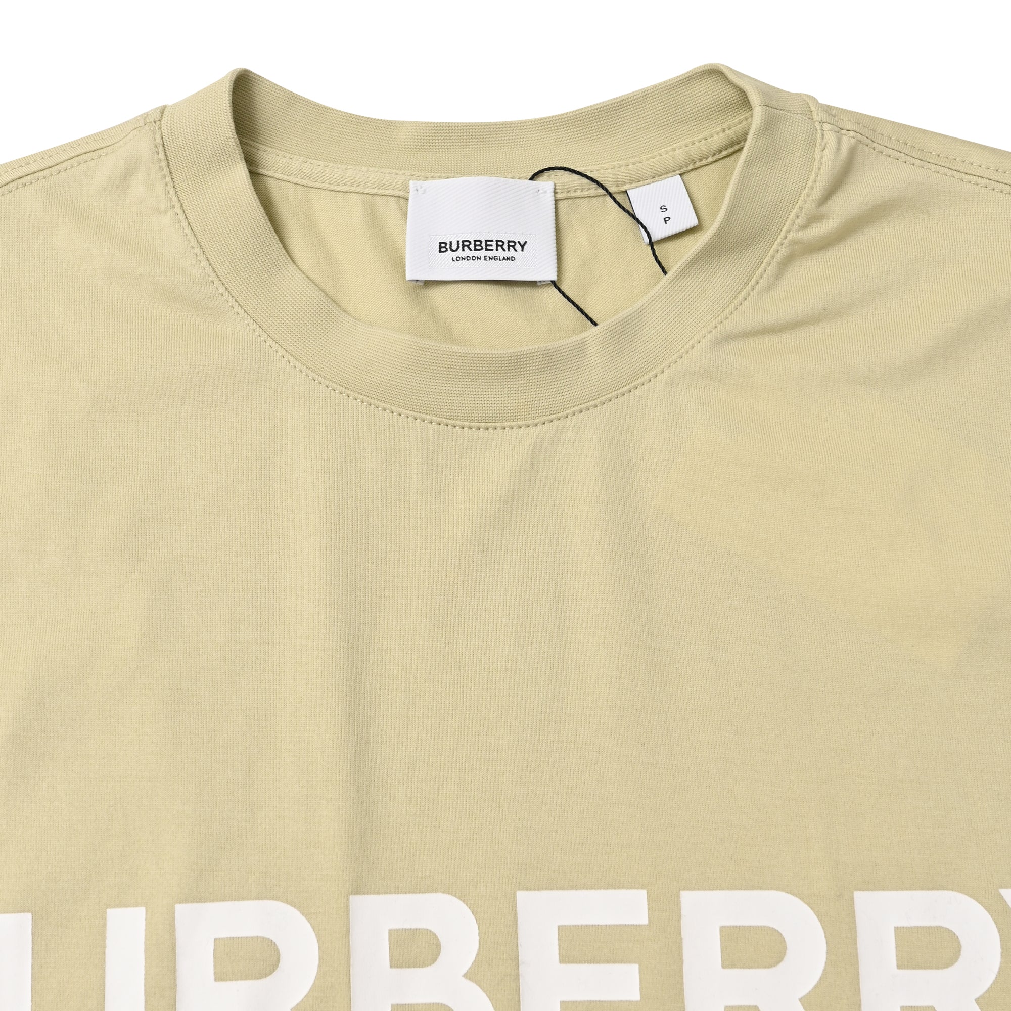 Burberry Logo-Print T-Shirt in Pale Green Cotton