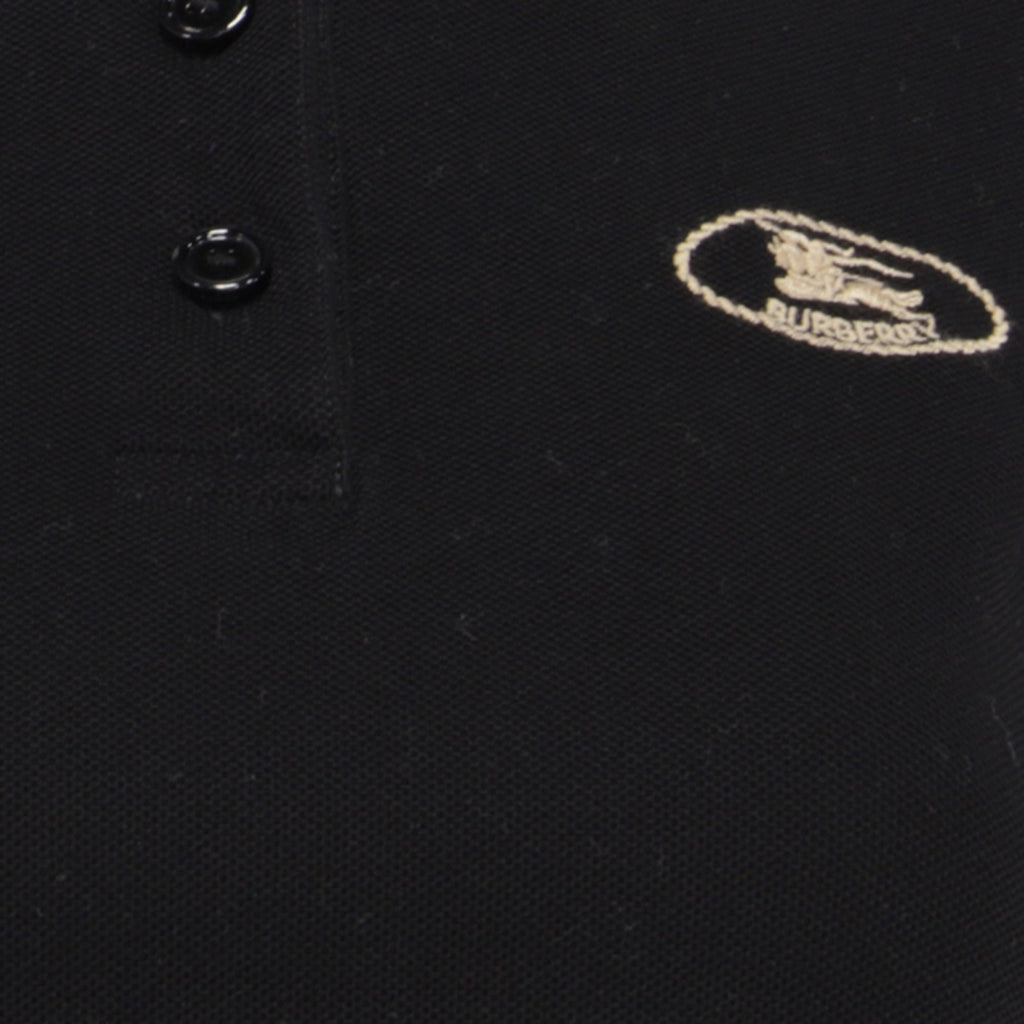 Burberry Logo-Embroidered Polo Shirt in Black Cotton