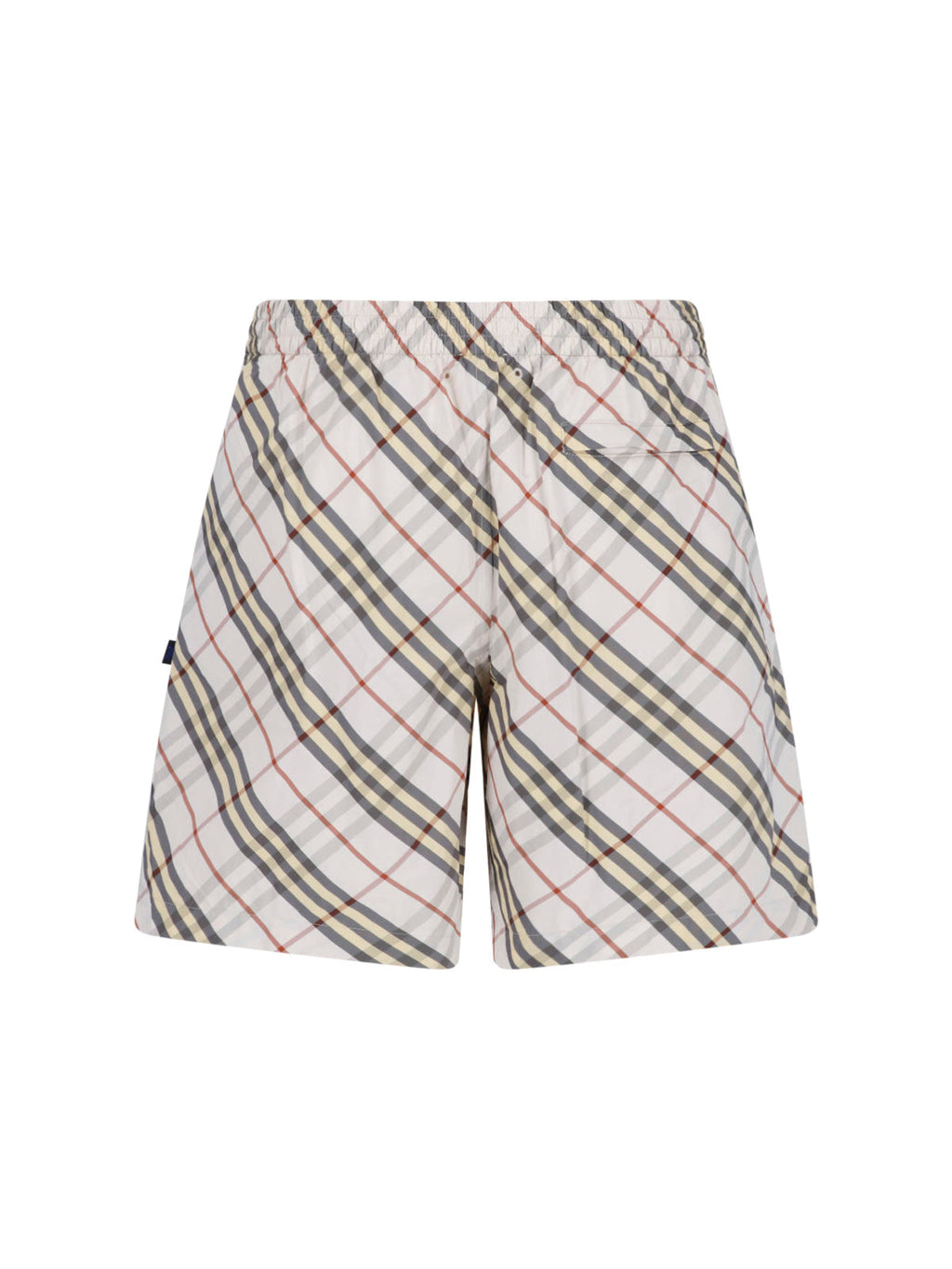 Beige Check Relaxed Drawstring Shorts