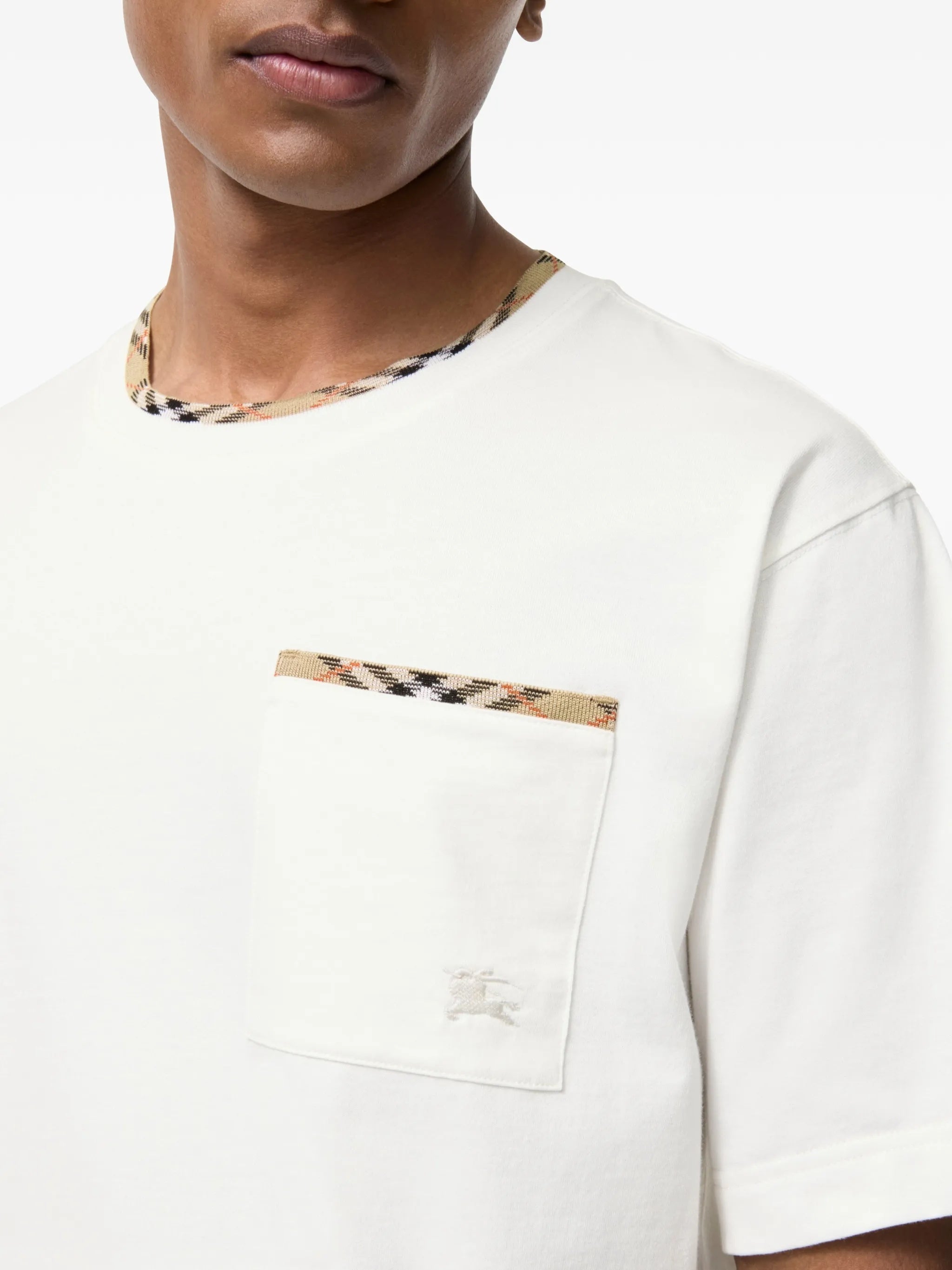 White Ryan Check-Pattern Cotton T-Shirt