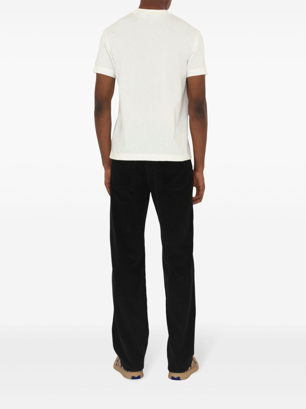 White Cotton Check Label T-Shirt