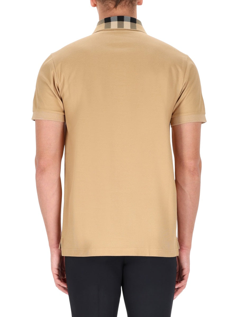 Neutrals Check Patterned Collar Polo Shirt