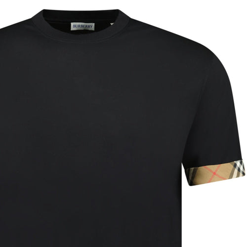 Burberry 'Ellison' Organic Cotton Check Sleeve Black